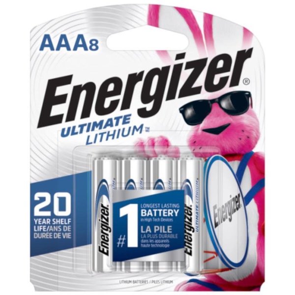 Energizer Ultimate Lithium AAA 15 V 12 Ah Battery, 8PK L92SBP-8